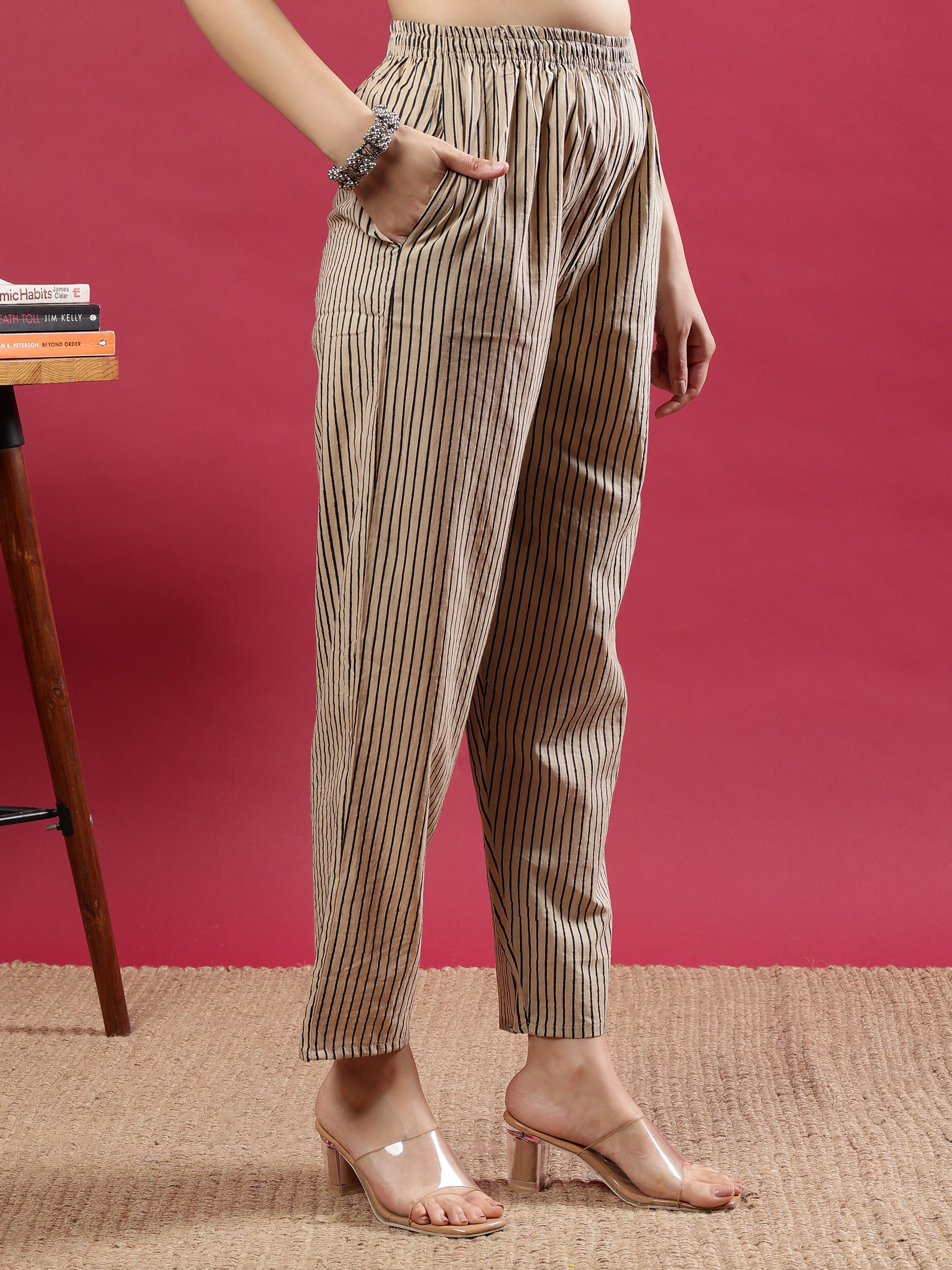 Black & Beige Printed Kurta Set with Dupatta