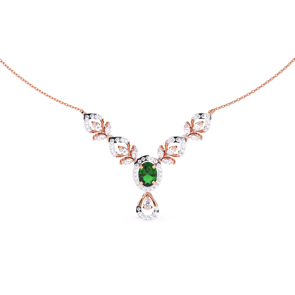 Luxury Green Gemstone & Lab Diamond Designer Necklace Set