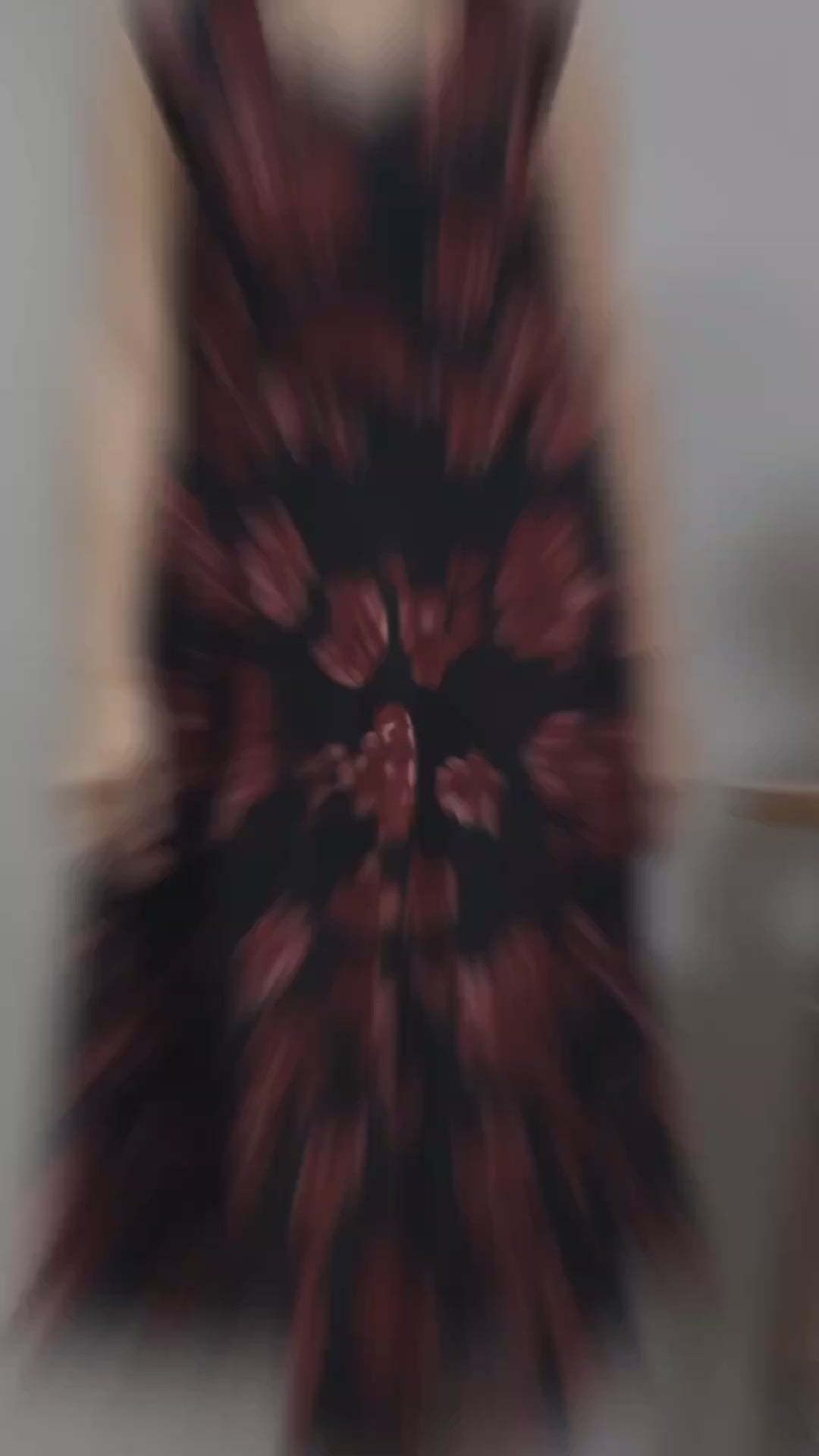 Red Printed V-Neck Sleevless Dress